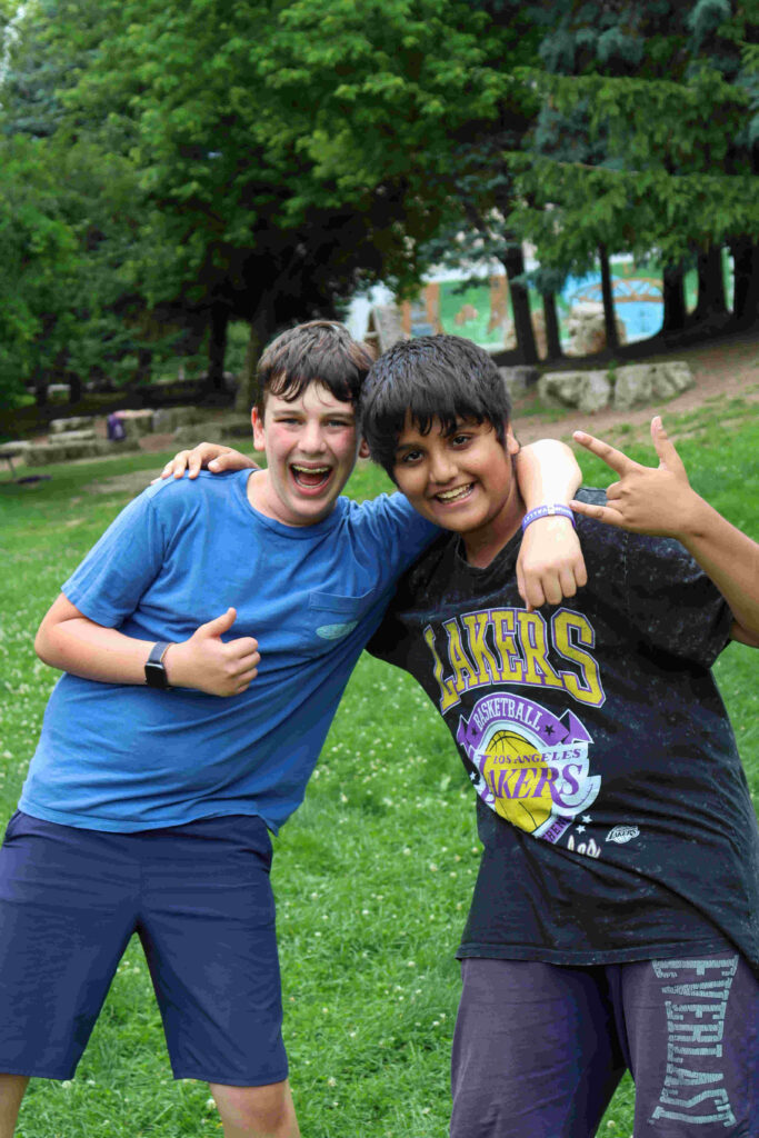 Summer Day Camp. Two boys happy.